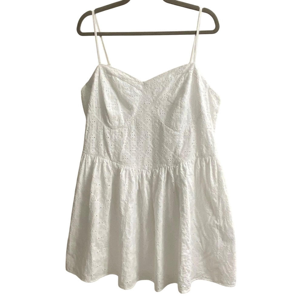 American Eagle White Eyelet Mini Dress XXL Cotton Adjustable Straps Sundress